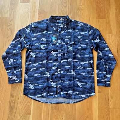 Camisa de pesca de rendimiento tejida manga larga Salt Life 2XL Aquatic Journey para hombre Foto 1 de 4