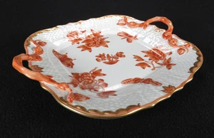 Herend Fortuna Rost 10" Kuchenteller quadratisch mit Griffen selten - Bild 1 von 23