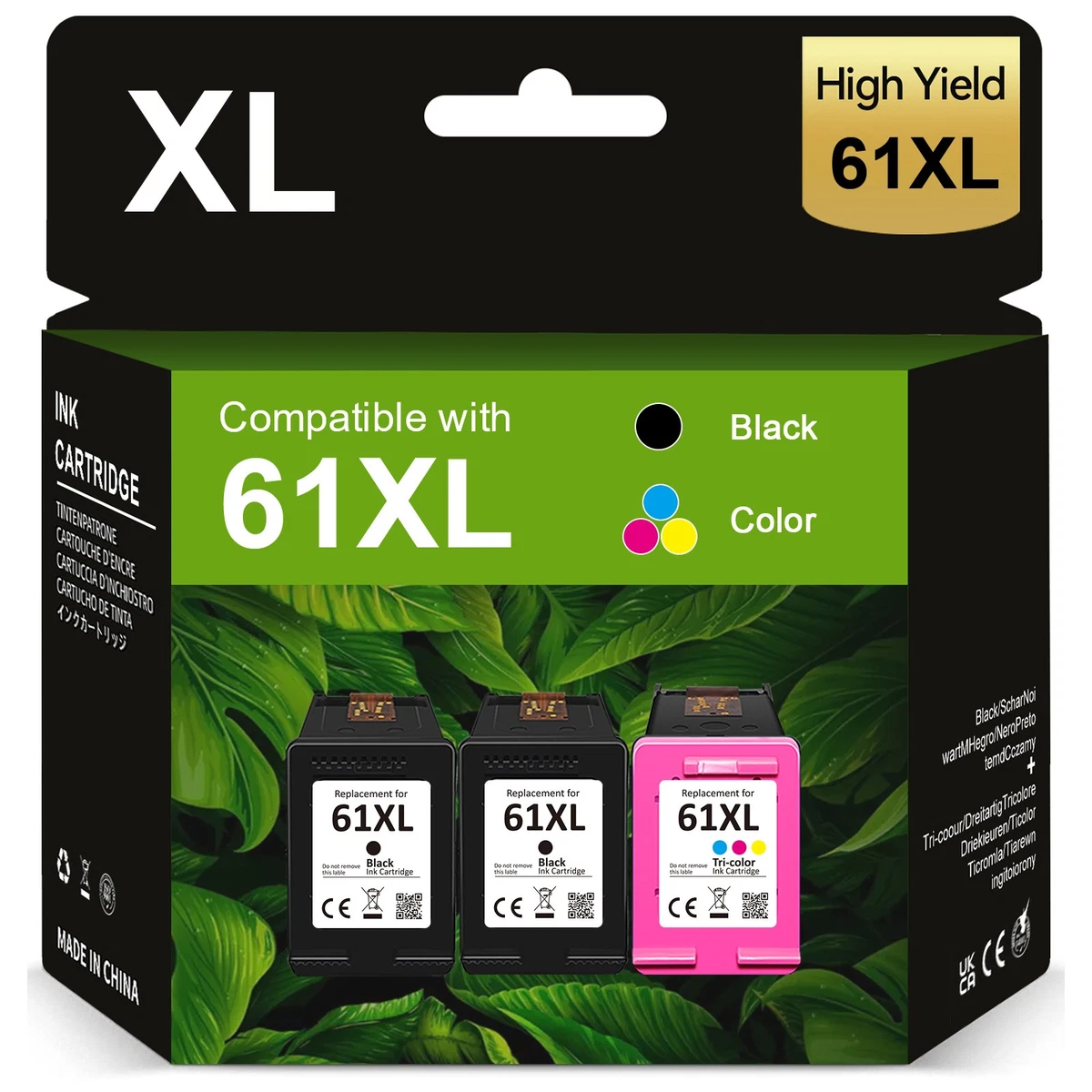 SuperInk Cartucho De Tinta Remanufacturado De Alto Rendimiento Compatible Con HP CH563W CH564W 61XL 61 XL 61 XL 61 (negro Tricolor, 4 Unidades