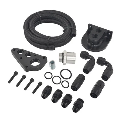 For 1996+ Ford Mustang GT350 F150 F250 4.6L 5.4L V8 Oil Filter Relocation Kit - Image 1 of 4