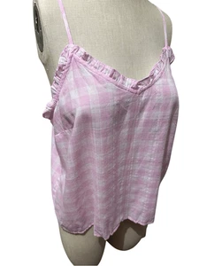 Camisa Top ANA Para Mujer Rosa Blanca Cuadros Estilo Cami Nueva Con Etiquetas Calce Relajado Talla L - Imagen 1 de 11