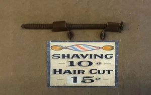WEATHERED METAL HO SCALE HANGING BUILDING SIGN BARBER SHOP HOH39 - Picture 1 of 2