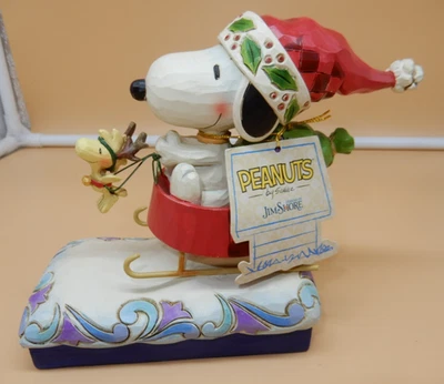 Jim Shore Peanuts Christmas Snoopy Woodstock 4042373 Enesco DASHING THRU HOLIDAY - Image 1 of 4