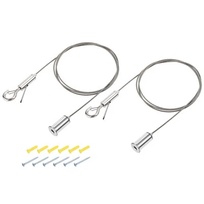 Picture Hanging Wire Hooks Kit 2Set 1.5M Hanger Wire Load 33lbs with 6Set Screws - Image 1 of 4