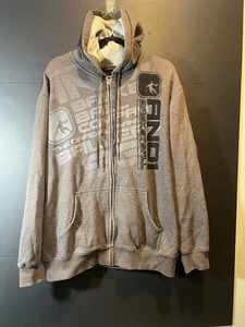CHAQUETA SUDADERA CON CAPUCHA VINTAGE Y2K AND1 LOGOTIPO GRANDE BORDADA GRIS CREMALLERA COMPLETA M - Imagen 1 de 13