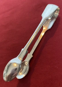 Antique Victorian Silver Plated Fiddleback Sugar Tongs By Mark Willis c.1886-99 - Picture 1 of 3