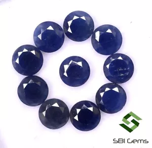 Certified Natural Blue Sapphire Round Cut 6 mm Lot 10 Pcs Unheated Loose Gems - Picture 1 of 6