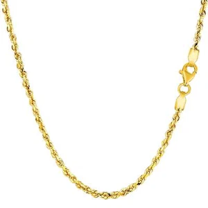 14k Yellow Real Gold Filled Solid Rope Chain Necklace, 2.1mm, 36" - Picture 1 of 4