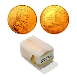 2002 Sacagawea Native American Dollar gold layered Roll (25pc) - Picture 1 of 1