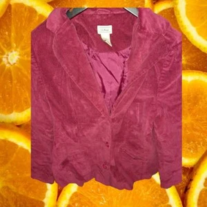 L.L. Bean Maroon Corduroy 3 Button Blazer Size 16 Petite - Picture 1 of 7