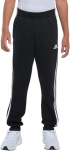 Boy's Adidas Size Large 14/16 Black White Three Stripe Active Joggers Pants - Picture 1 of 5