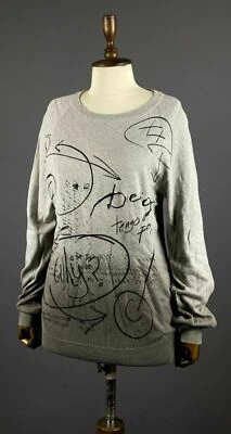 Ladies Desigual Why Grey Crew Neck Cotton Jumper Sweater Size L - Image 1 of 4