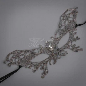 Lace Collection | Lace Masquerade Mask LM0201Gray - Picture 1 of 4