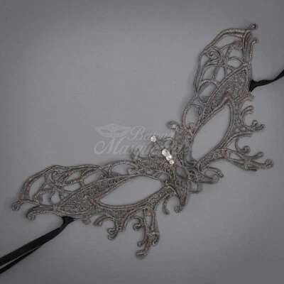 Lace Collection | Lace Masquerade Mask LM0201Gray - Image 1 of 4
