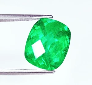 Certified Natural Green Emerald 10Ct Transparent Cushion Cut Ring Loose Gemstone - Picture 1 of 13