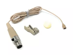 Beige Lavalier Lapel Mic 3-pin mini XLR for VocoPro UDH Wireless Transmitters - Picture 1 of 5