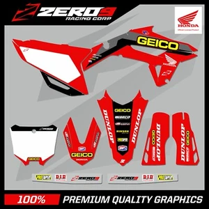 KIT DE GRÁFICOS HONDA MOTOCROSS CALCOMANÍAS MX: CR CR CRF 85 150 125 250 450 GEICO SKEW NEGRO - Imagen 1 de 1