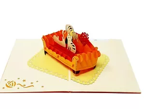 Biglietto Pop-Up 3D Gatti sul Divano | Biglietto Auguri Compleanno Amante dei Gatti Fatto a Mano - Foto 1 di 5