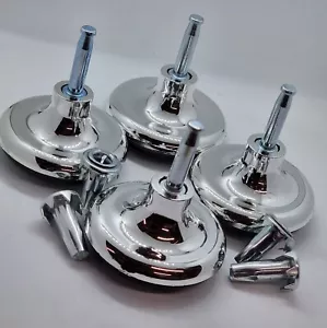 4 Feet Glides Castors Chrome + Inserts For Divan Bed Base, Sofa, Settee, Chair - Picture 1 of 6