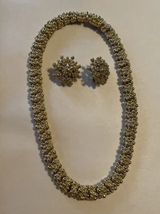 St John Vintage Gold Tone Bubble Texture Necklace Clip On Set - Picture 1 of 7