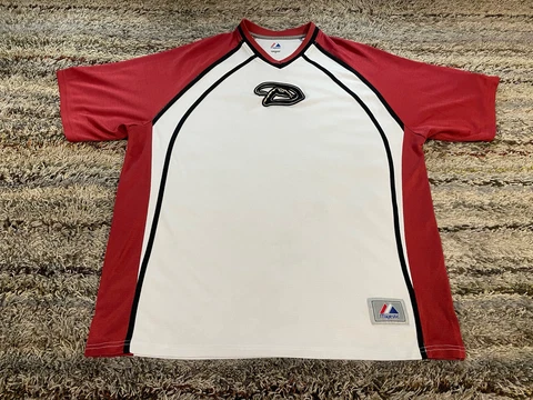 Majestic MLB Arizona Diamondbacks V-neck Embroidered XL Jersey Shirt White Red Cover