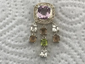 Anhänger mit Amethyst, Rauchquarz, weißer Topas und Peridot Silber 925 - Bild 1 von 12