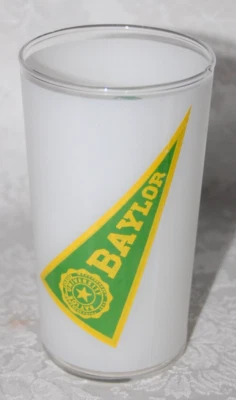 Baylor University Frosted Glass with Pennant and Mascot 5 Inches Tall - Image 1 of 4