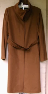 Burberry London Wool / Cashmere Coat High Funnel Neck Belt w/Buckle Size 8 - Picture 1 of 15