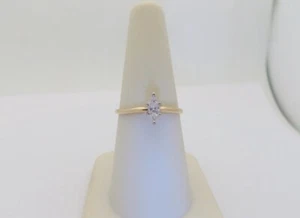 14k Diamond Engagement Rings Solitaire Marquise Natural .33c Stamp US 7.5 R1501 - Picture 1 of 9