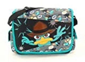 Phineas & Ferb 16" B x 10" H x 5" B schwarz mit türkis Kuriertasche Handtasche-neu! - Bild 1 von 1
