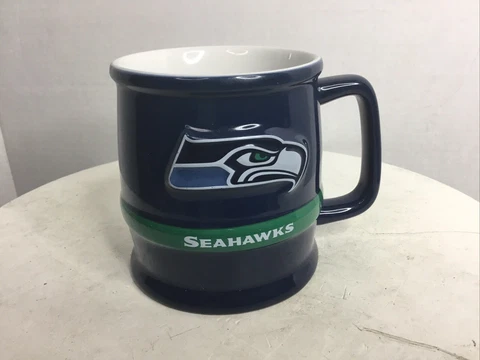 Seattle Seahawks NFL FOOTBALL RAISED LOGO Blue Coffee Cup Mug! Cover
