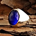 Unique Men Sapphire Simple Ring For Man Blue Stone Wedding Jewelry Masculine New