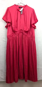 Vestido Lane Bryant Talla 24 Midi a Maxi Largo Rosa Manga Corta 1477 - Imagen 1 de 6