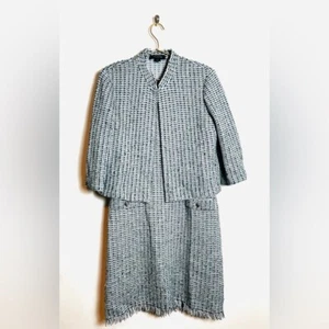 Traje de Tweed Azul St. John Vestido Chaqueta Boda Iglesia Templo Negocios - Imagen 1 de 8