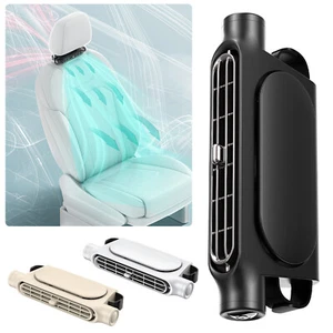 Mini Car Seat Back Cooling Fan Portable 3-Speed Headrest Mute Cooler Black/White - Picture 1 of 13