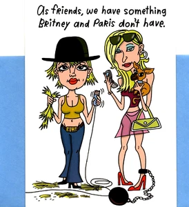 Funny Happy Birthday Brains Underpants Paris Hilton Britney Spears Greeting Card - Picture 1 of 3