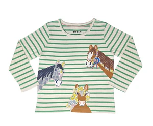 Boden Girls Top Horse Riding Applique NEW Cotton 2-8 Yrs - Picture 1 of 14