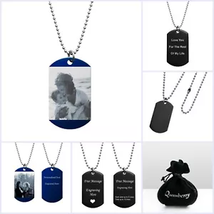 Collana Catena Punto Palla Targhetta Cane Personalizzata Incisione Foto Acciaio Inox - Foto 1 di 24