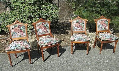 4 Eastlake Chair 's antique Victorian - DELIVERY to most Destinations AVAILABLE Cover