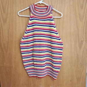 Anthropologie John + Jenn Multi Rainbow Knit Halter Percy Sweater Extra Large - Picture 1 of 13