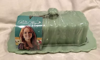 Pioneer Woman Timeless Beauty Covered Butter Dish Jade Jadeite Green NEW - Image 1 of 4