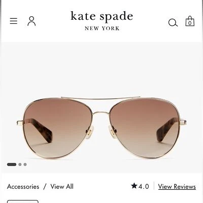 EUC Kate Spade Avaline Rose Gold Aviator Sunglasses Shades retail $129 - Image 1 of 4