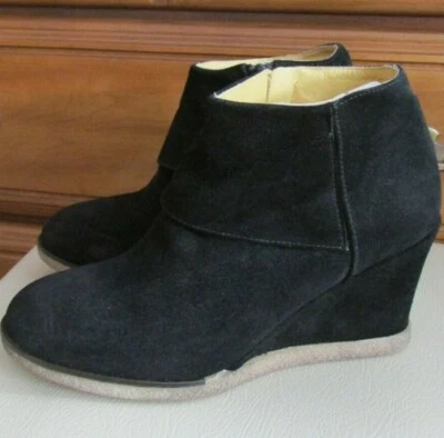 Womens BETTYE MULLER Black Leather Ankle Wedge Boots Size 7 - Image 1 of 4