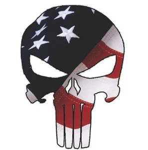 Punisher Skull American USA Flag Military Decal Sticker- 11.5" x 8.5" - Picture 1 of 2