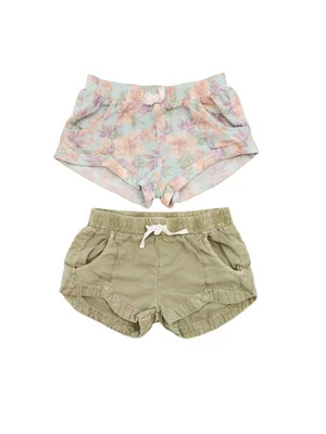 Lote de 2 Pantalones Cortos Billabong Niñas Mad For You Talla M Floral y Verde Pull-On Foto 1 de 4