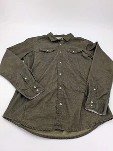Prana Kellan Button Down Shirt Men's L Green Cargo Slim Fit Flip Cuff Pearl Snap - Picture 1 of 10