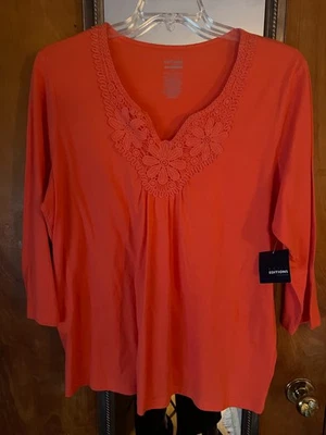 Camisa Tejida Mangas 3/4" Coral Basic Editions - 1X -NUEVA Foto 1 de 4