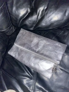 Victoria's Secret Angel Silver Metallic Clutch Hand Fold Over Makeup Bag - Picture 1 of 5