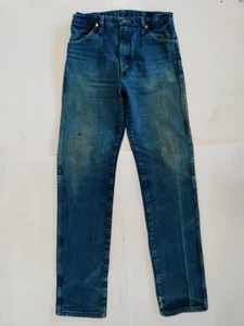 Wrangler 13MWZ Mens 32x36 100% Cotton Destroyed Whisker Faded Blue Jeans - Picture 1 of 14