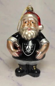 Vidrio Raiders Fútbol NFL Equipo Papá Noel Árbol de Navidad Adorno - Imagen 1 de 6